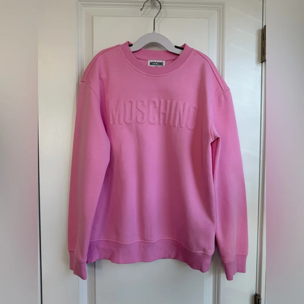 MOSCHINO Teen Logo Crewneck Sweatshirt Pink Size 12